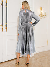 Tie Waist Long Sleeve Midi Dress OutfitFlow